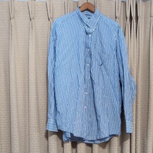 Men's Size XXL Nautica Blue,White & Black Long Sleeve Button Down Dress Shirt